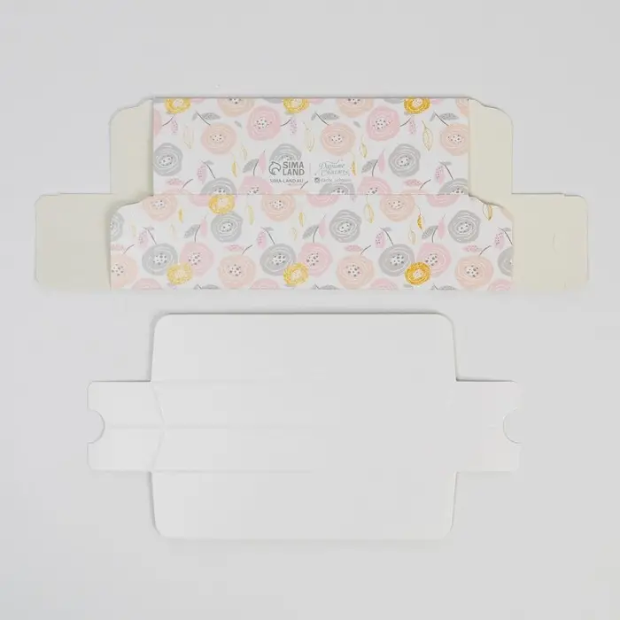 Коробка для макарун, кондитерская упаковка &laquo;Цветочки&raquo;, 5.5 х 18 х 5.5 см