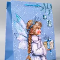 Пакет подарочный новогодний ламинированный, &laquo;Новогодний ангел&raquo; , 26&times;12&times;32 см