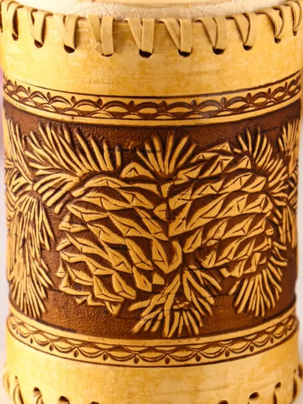 Туес шитый "Шишки" , D8смхH(с хватком)14см, береста