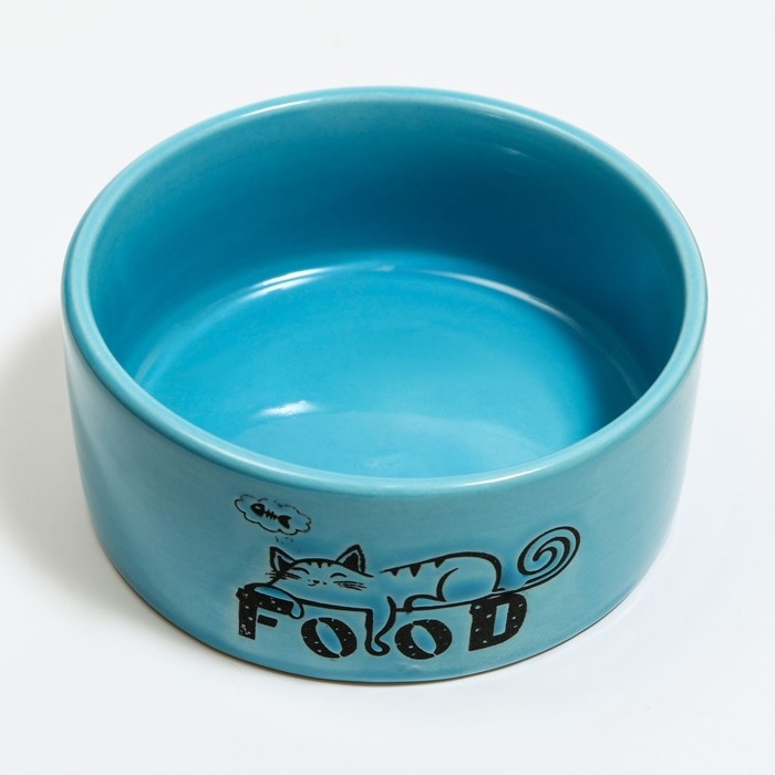 Миска керамическая с объемным рисунком "Food" 200мл, 10 х 4,5 см, голубая
