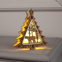 Ёлочная игрушка &laquo;Ёлочка с медведем&raquo;, от батареек, свечение тёплое белое