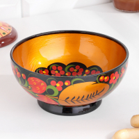 Салатник &laquo;Ягодка&raquo;, средний, хохлома