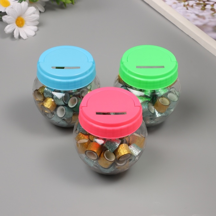 Клейкая лента пластик в банке "Шайн. Золото и голубой" н-р 40 шт 1,2 см, дл.0,9 м 7х7х9 см