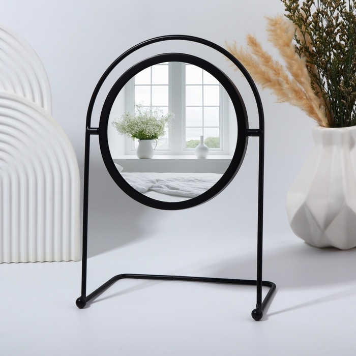 Зеркало настольное &laquo;Богема&raquo;, d зеркальной поверхности 14,5 см, цвет черный