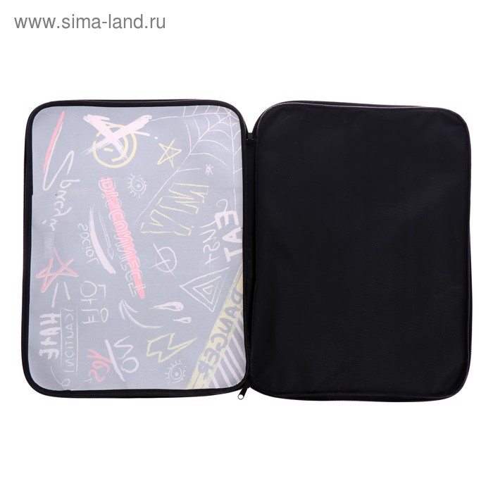 Папка для чертежей и рисунков А3, 470 х 350 х 20 мм, с ручками, текстильная, Calligrata, "Надписи"