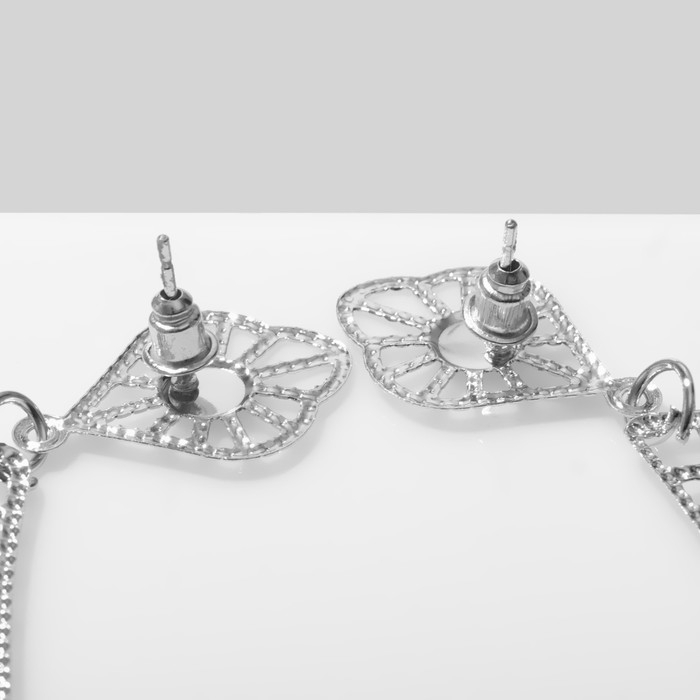 Серьги висячие &laquo;Ажур&raquo; узорчатый вальс, цвет серебро, 8,5 см