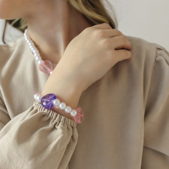 Набор детский &laquo;Выбражулька&raquo; 2 предмета: бусы, браслет, влюблённость, цветной