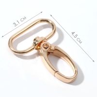 Карабин металлический, 45 &times; 31 мм / 25 &times; 2,2 мм, 5 шт, цвет золотой