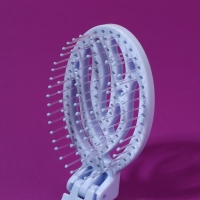 Расчёска массажная, складная, с зеркалом, 9,5 &times; 5,5 см, цвет голубой