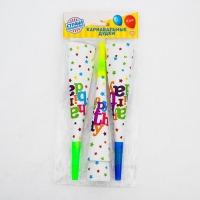 Дудка-гудок &laquo;С днём рождения&raquo;, набор 6 шт.