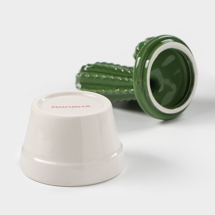 Банка для хранения сыпучих продуктов Доляна &laquo;Кактус&raquo;, 170 мл, 8&times;8&times;15 см, керамическая