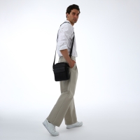 Сумка мужская через плечо TEXTURA, 2 наружных кармана, цвет чёрный