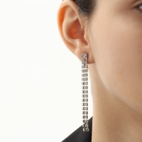 Набор 2 предмета: серьги, колье &laquo;Лёд&raquo; дорожка мелкая, цвет белый в серебре, 30 см