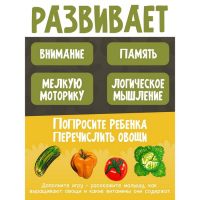 Больше-меньше &laquo;Овощи&raquo; развивающая доска Сегена