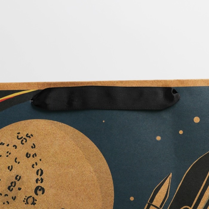 Пакет подарочный крафтовый вертикальный, упаковка, &laquo;Космос&raquo;, L 31 х 40 х 11,5 см