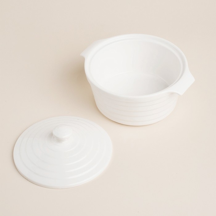 Кастрюля из жаропрочной керамики SL Home &laquo;Санторини&raquo;, 750 мл, 19&times;16&times;7,5 см, цвет белый