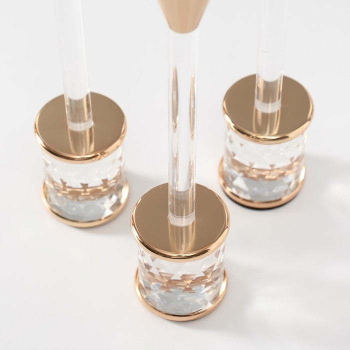 Подсвечник металл "Геометрия" d=2,2 см, набор 3 шт h=23,5 см, 21,5 см, 19,5 см