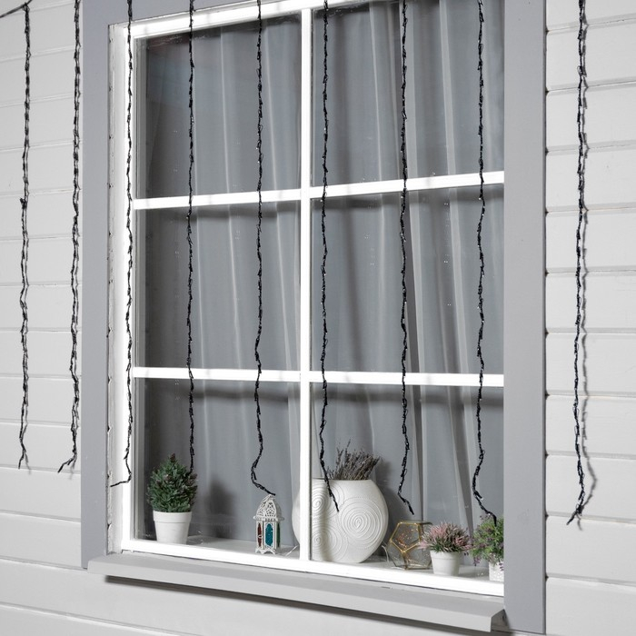 Гирлянда &laquo;Водопад&raquo; 2 &times; 1.5 м, IP44, тёмная нить, 400 LED, свечение белое, 8 режимов, 220 В