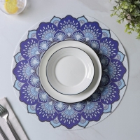 Салфетки сервировочные на стол Доляна &laquo;Силия&raquo;, d=38 см, 4 шт, цвет синий