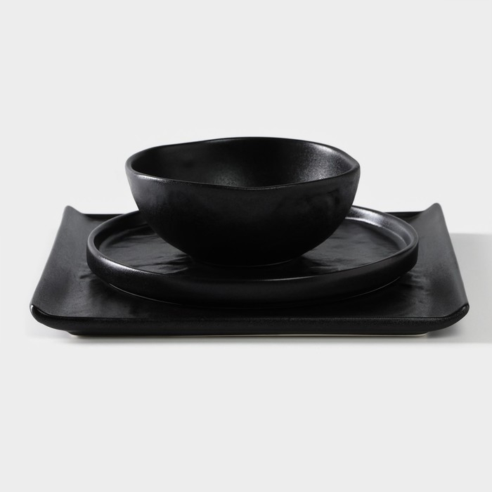 Блюдо фарфоровое для подачи Magistro Pietra lunare, 27,5&times;27,5 см, цвет чёрный