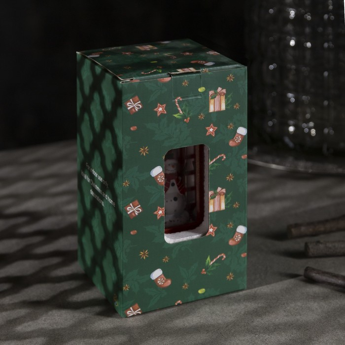 Светодиодная фигура &laquo;Снеговик в телефонной будке&raquo; 5 &times; 12 &times; 5 см, пластик, блёстки, батарейки AG13х3 (нет в комплекте), свечение тёплое белое