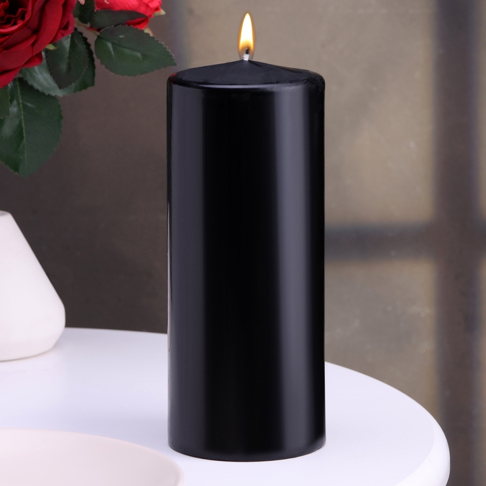 Свеча - цилиндр, 8х20 см, 90 ч, 795 г, черная