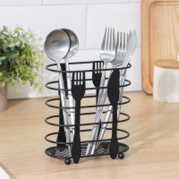 Сушилка для столовых приборов Доляна, 16&times;16,4&times;7,5 см, цвет чёрный
