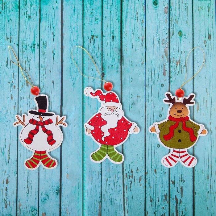 Подвеска новогодняя &laquo;Игрушка на ёлку&raquo;, золотая нить, МИКС, односторонняя