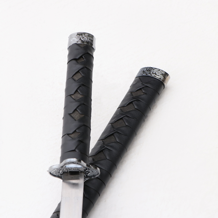 Сув. изделие катаны 3в1 на подставке, ножны кожзам, черные ромбы 47/70/89см