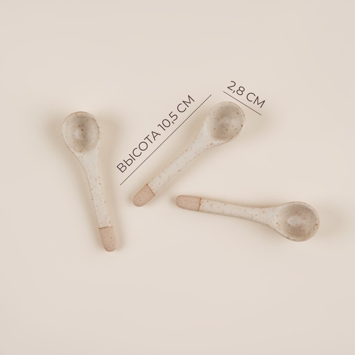 Набор ложек чайных из керамики SL Home &laquo;Виенто&raquo;, 10,5&times;2,8 см, цвет бежевый