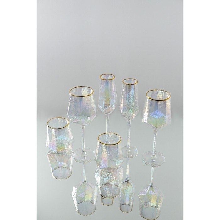 Набор бокалов для шампанского стеклянный Magistro &laquo;Дарио&raquo;, 180 мл, 7&times;27,5 см, 6 шт, цвет перламутровый