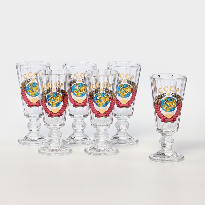 Набор стеклянных рюмок «Герб СССР», 35 мл, 6 шт Набор стеклянных рюмок «Герб СССР», 35 мл, 6 шт