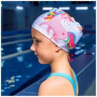 Шапочка для плавания детская ONLYTOP Kids &laquo;Единорог&raquo;, тканевая, обхват 46-52 см