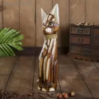 Сувенир дерево "Коричневая кошка" 4,5х9х30 см
