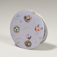 Зеркало складное &laquo;Птички&raquo;, d = 7,3 см, с увеличением, цвет сиреневый