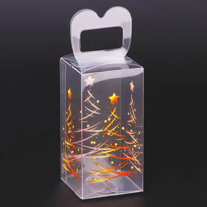 Коробка подарочная новогодняя складная ПВХ &laquo; Ёлочка гори!&raquo; 4&times;4&times;8 см