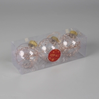 Набор шаров пластик d-8 см, 3 шт "Джотто" золото прозрачный