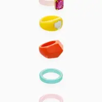 Набор колец 5 шт "Стиль лёгкий" кристалл и сердце, размер МИКС (17-19), цветные