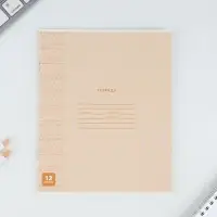 Тетрадь 12 листов в частую косую линейку, А5, на скрепке, блок №1 &laquo;Минимализм&raquo; МИКС