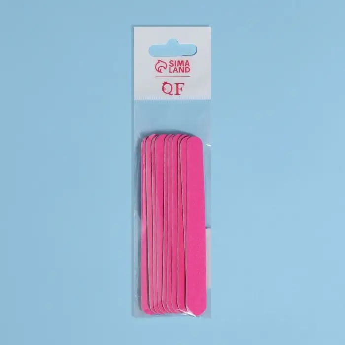 Набор пилок для ногтей на деревянной основе, форма прямая, 200/200 грит, 10 см, 10 шт., МИКС