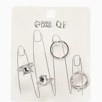 Набор колец 5 шт "Новый стиль" кристалл, размер МИКС, цвет белый в серебре