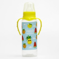 Бутылочка для кормления &laquo;Фрукты&raquo;, классическое горло, 250 мл., от 0 мес., цилиндр, с ручками