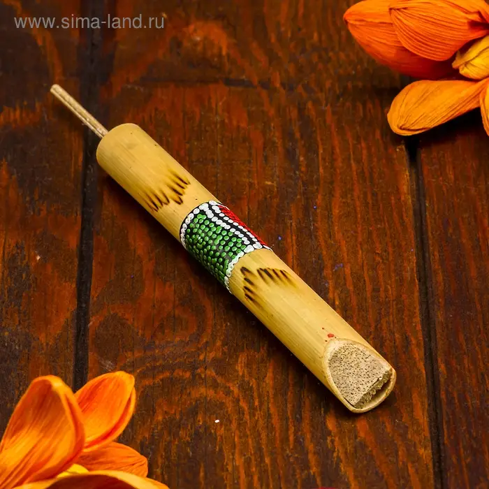 Сувенирный музыкальный инструмент "Свисток с узорами" 15х1х1 см МИКС