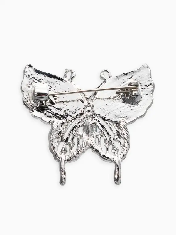 Брошь "Бабочка", цвет бело-голубая в серебре