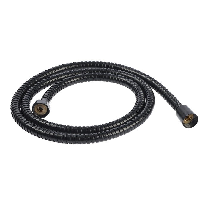Душевой шланг ZEIN Z30PB, 150 см, гайки металл, латунная втулка, нержавеющая сталь, черный
