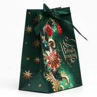 Пакет подарочный новогодний с лентой &laquo;С Новым годом&raquo;, 13 х 19 х 9 см , Новый год