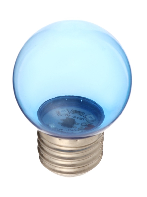 Лампа светодиодная, G45, Е27, 1.5 Вт, для белт-лайта, прозрачная, синяя, набор 10 шт