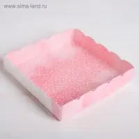 Коробка для печенья, кондитерская упаковка с пластиковой крышкой, Happy time, 15 х 15 х 3 см