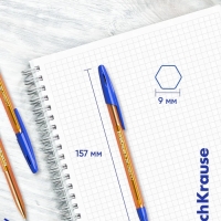 Ручка шариковая ErichKrause R-301 Amber Stick & Grip, узел 0.7 мм, чернила синие, резиновый держатель, длина линии письма 2000 метров