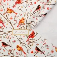 Упаковочная бумага на новый год &laquo;Птицы на ветвях&raquo;, 50 х 70 см, глянцевая